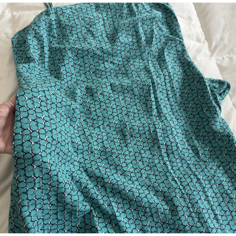 Banana Republic Teal Blue Geometric Linen Blend Midi Slip Dress Womens Large - Picture 4 of 8